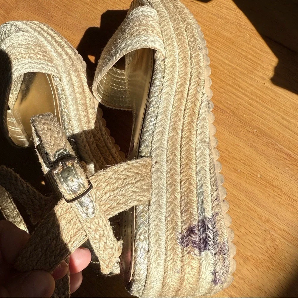 Steve Madden JCLEO-M Girls Gold‎ Espadrille Platform Sandals Size 2